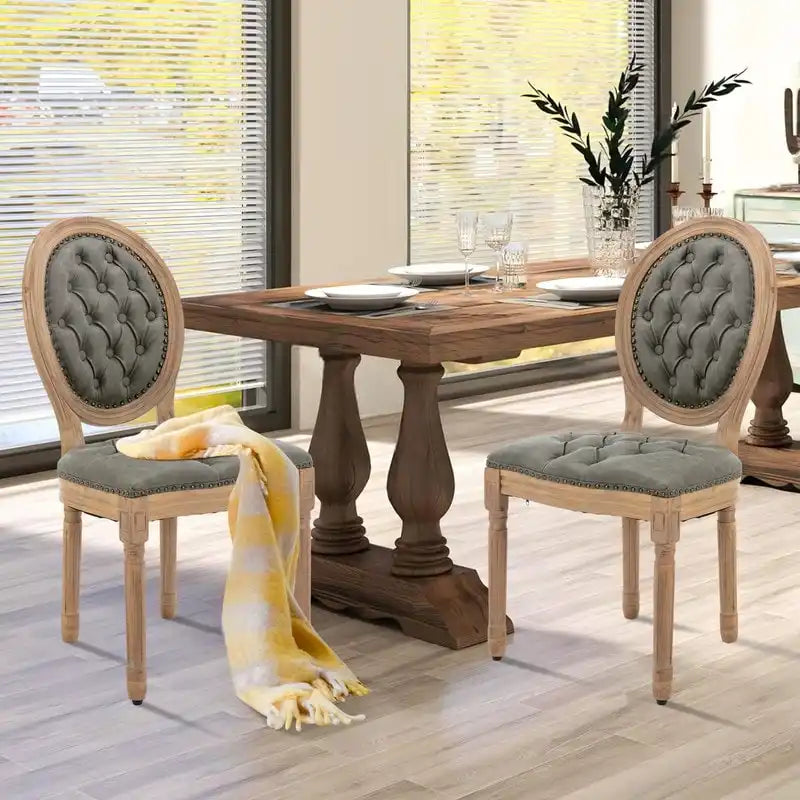 Chaise de salle à manger rembourrée – Marron / Vert olive / Gris foncé / Orange / Noir / Beige / Bleu marine, Cuir & Tissu & Velours