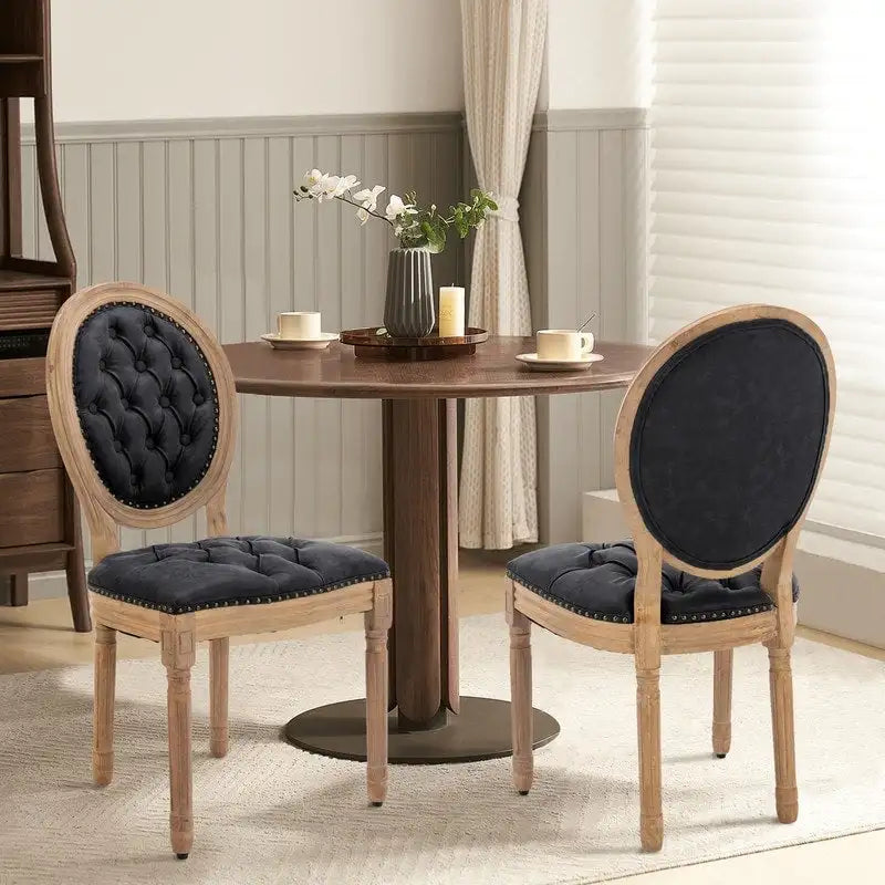 Chaise de salle à manger rembourrée – Marron / Vert olive / Gris foncé / Orange / Noir / Beige / Bleu marine, Cuir & Tissu & Velours