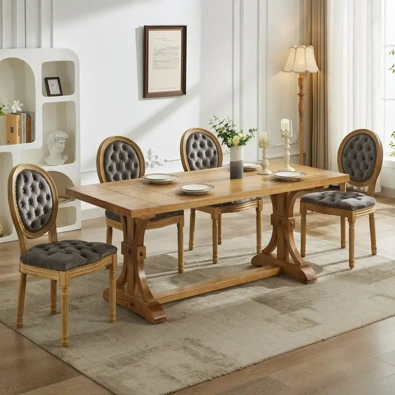Chaise de salle à manger rembourrée – Marron / Vert olive / Gris foncé / Orange / Noir / Beige / Bleu marine, Cuir & Tissu & Velours