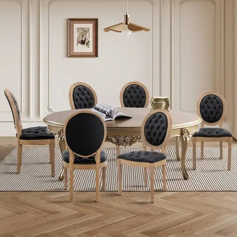 Chaise de salle à manger rembourrée – Marron / Vert olive / Gris foncé / Orange / Noir / Beige / Bleu marine, Cuir & Tissu & Velours