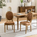 Chaise de salle à manger rembourrée – Marron / Vert olive / Gris foncé / Orange / Noir / Beige / Bleu marine, Cuir & Tissu & Velours