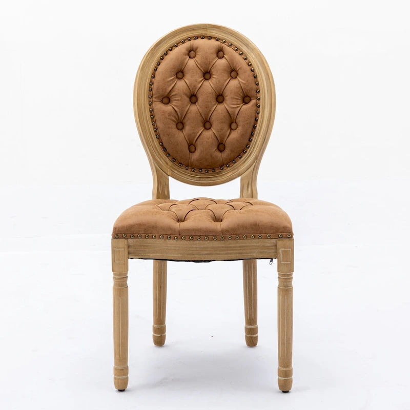Chaise de salle à manger rembourrée – Marron / Vert olive / Gris foncé / Orange / Noir / Beige / Bleu marine, Cuir & Tissu & Velours
