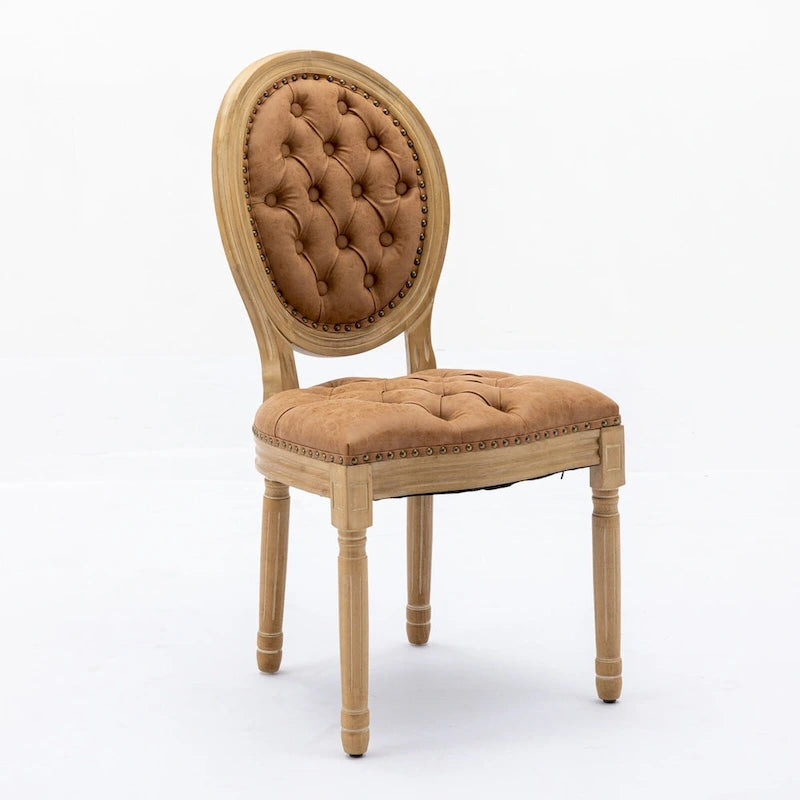 Chaise de salle à manger rembourrée – Marron / Vert olive / Gris foncé / Orange / Noir / Beige / Bleu marine, Cuir & Tissu & Velours