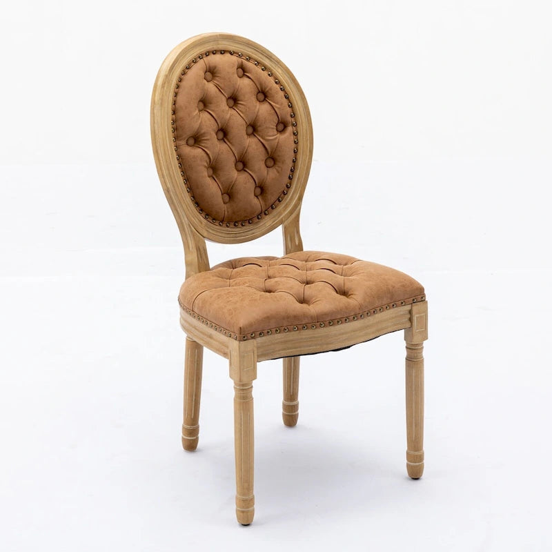 Chaise de salle à manger rembourrée – Marron / Vert olive / Gris foncé / Orange / Noir / Beige / Bleu marine, Cuir & Tissu & Velours