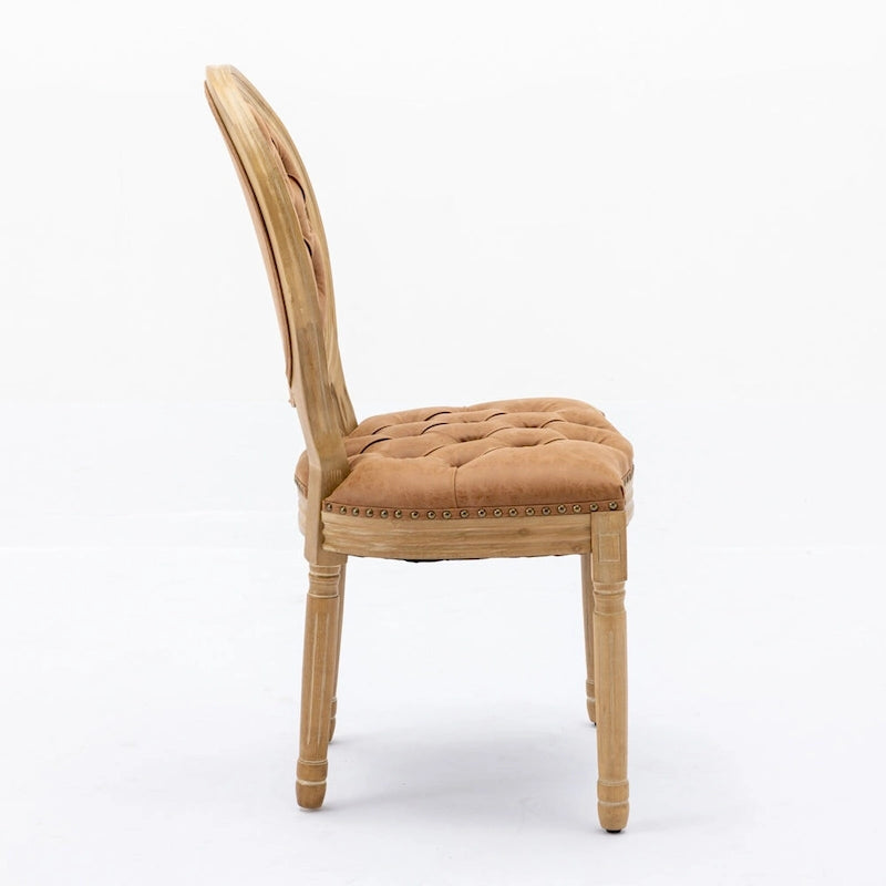 Chaise de salle à manger rembourrée – Marron / Vert olive / Gris foncé / Orange / Noir / Beige / Bleu marine, Cuir & Tissu & Velours