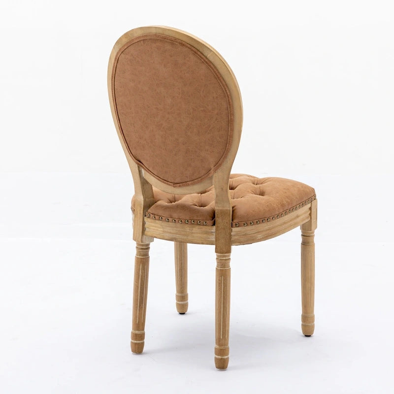 Chaise de salle à manger rembourrée – Marron / Vert olive / Gris foncé / Orange / Noir / Beige / Bleu marine, Cuir & Tissu & Velours