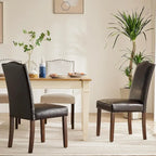 Chaise de salle à manger avec garniture de clous décoratifs marron/beige, lot de 2