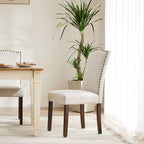 Chaise de salle à manger avec garniture de clous décoratifs marron/beige, lot de 2