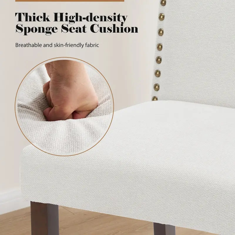 Chaise de salle à manger avec garniture de clous décoratifs marron/beige, lot de 2