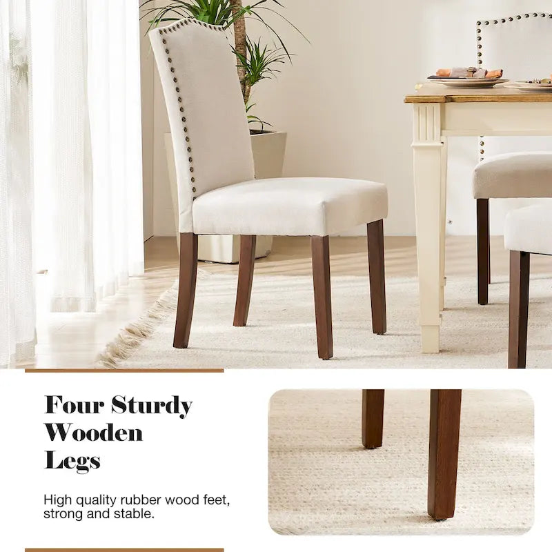 Chaise de salle à manger avec garniture de clous décoratifs marron/beige, lot de 2