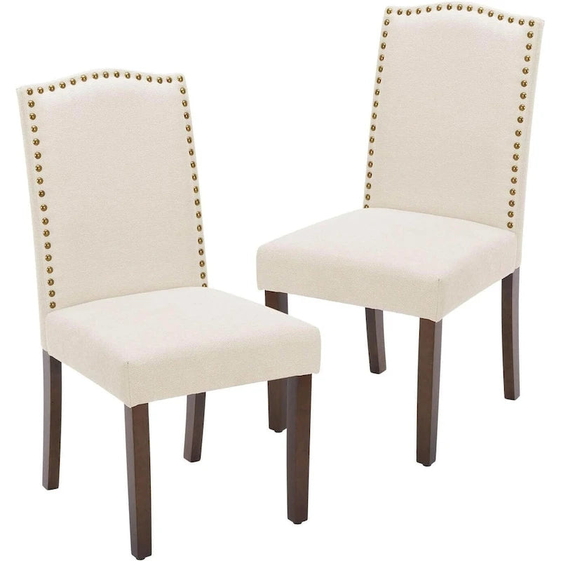 Chaise de salle à manger avec garniture de clous décoratifs marron/beige, lot de 2