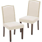 Chaise de salle à manger avec garniture de clous décoratifs marron/beige, lot de 2