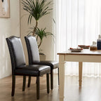 Chaise de salle à manger avec garniture de clous décoratifs marron/beige, lot de 2
