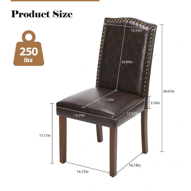 Chaise de salle à manger avec garniture de clous décoratifs marron/beige, lot de 2