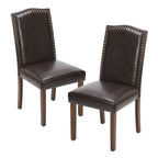 Chaise de salle à manger avec garniture de clous décoratifs marron/beige, lot de 2