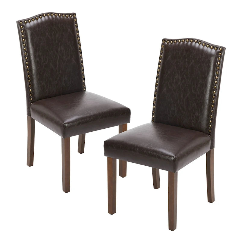 Chaise de salle à manger avec garniture de clous décoratifs marron/beige, lot de 2