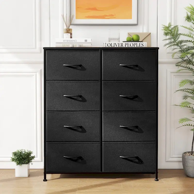 Commode en tissu à 8 tiroirs — Noir / Blanc / Espresso / Gris