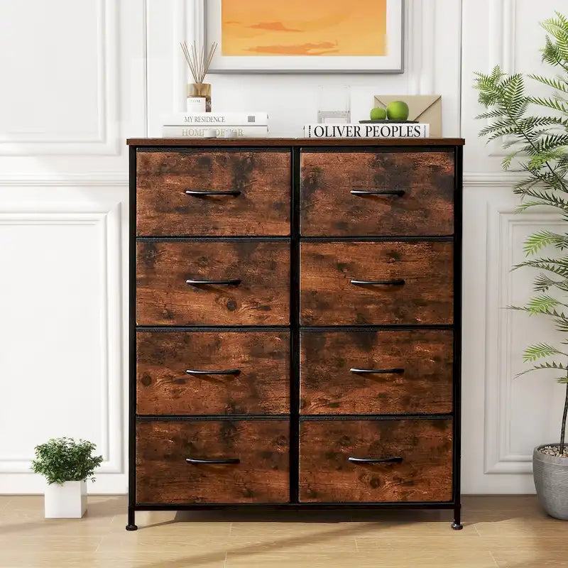 Commode en tissu à 8 tiroirs — Noir / Blanc / Espresso / Gris