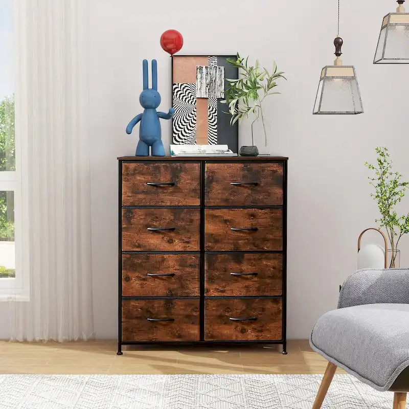 Commode en tissu à 8 tiroirs — Noir / Blanc / Espresso / Gris