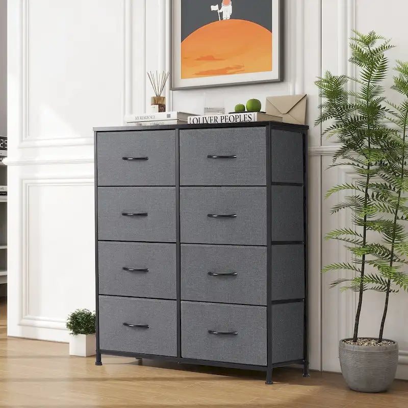 Commode en tissu à 8 tiroirs — Noir / Blanc / Espresso / Gris