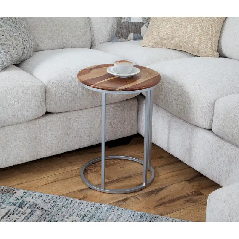 Table d'appoint en C Union en bois massif et métal