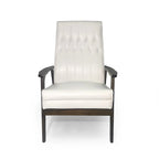 Fauteuil d'appoint du milieu du siècle, blanc/noir mat, capitonné, une place