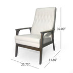 Fauteuil d'appoint du milieu du siècle, blanc/noir mat, capitonné, une place