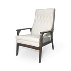 Fauteuil d'appoint du milieu du siècle, blanc/noir mat, capitonné, une place