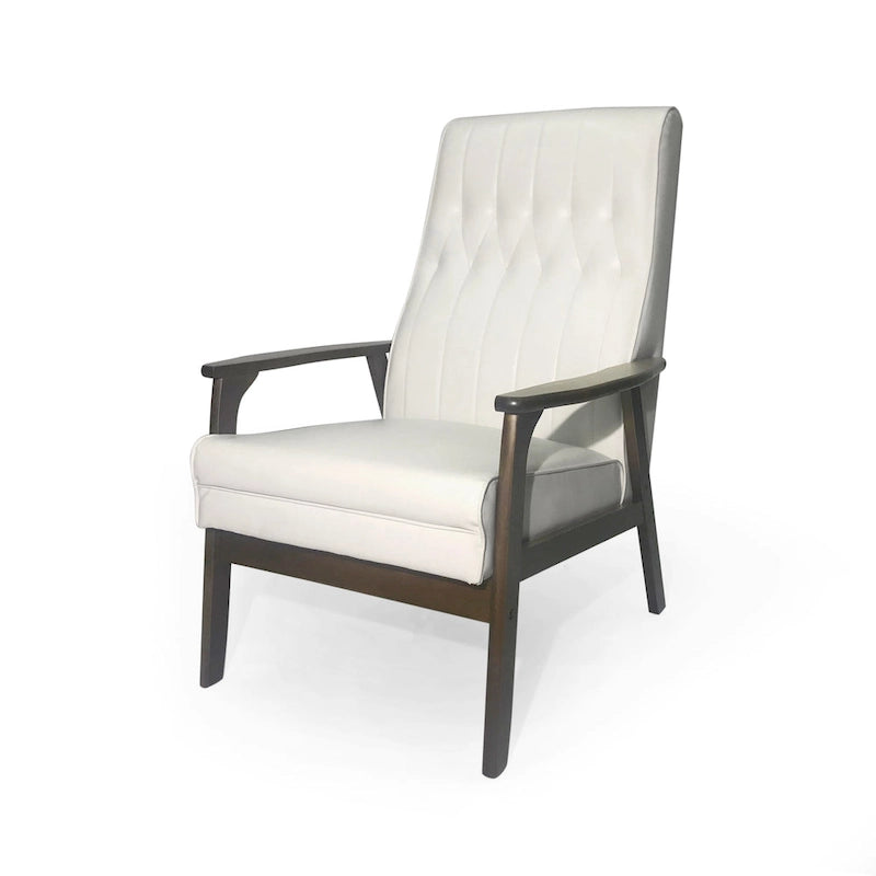 Fauteuil d'appoint du milieu du siècle, blanc/noir mat, capitonné, une place