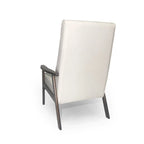 Fauteuil d'appoint du milieu du siècle, blanc/noir mat, capitonné, une place