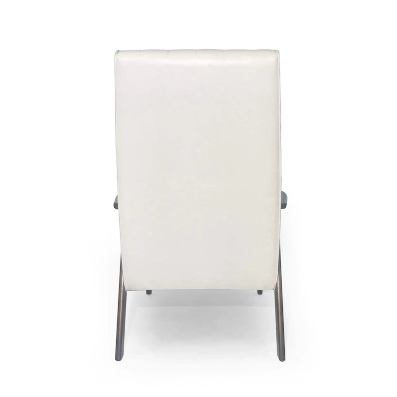 Fauteuil d'appoint du milieu du siècle, blanc/noir mat, capitonné, une place