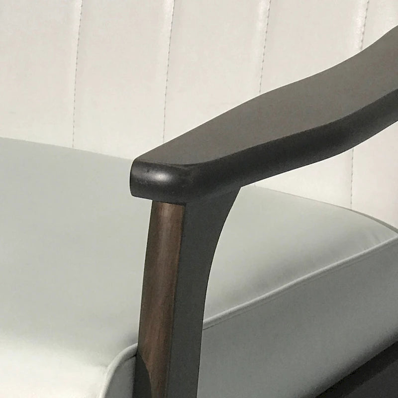 Fauteuil d'appoint du milieu du siècle, blanc/noir mat, capitonné, une place