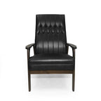 Fauteuil d'appoint du milieu du siècle, blanc/noir mat, capitonné, une place
