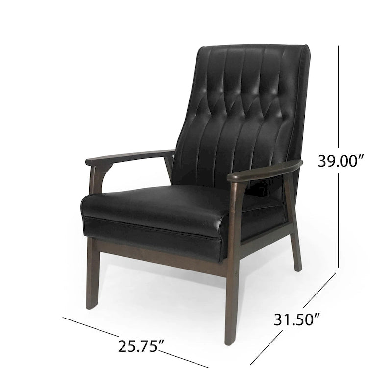 Fauteuil d'appoint du milieu du siècle, blanc/noir mat, capitonné, une place