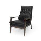 Fauteuil d'appoint du milieu du siècle, blanc/noir mat, capitonné, une place