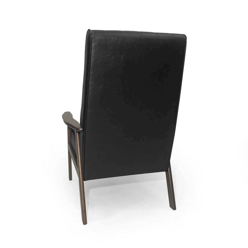 Fauteuil d'appoint du milieu du siècle, blanc/noir mat, capitonné, une place