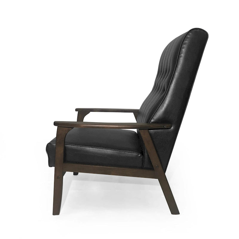 Fauteuil d'appoint du milieu du siècle, blanc/noir mat, capitonné, une place