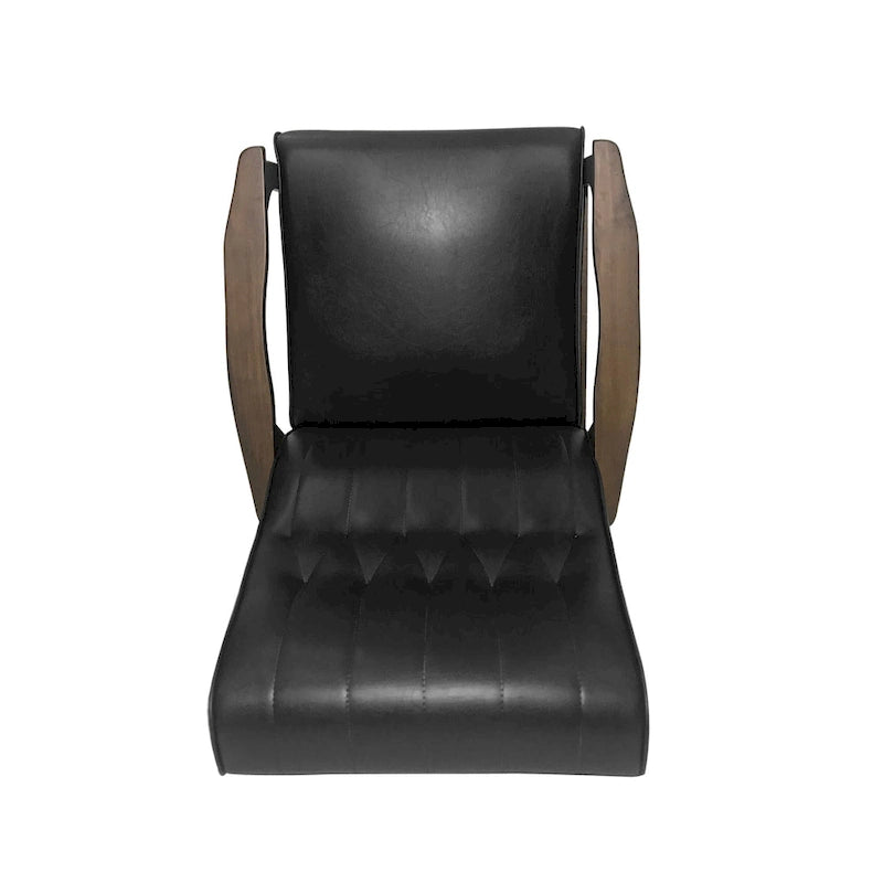 Fauteuil d'appoint du milieu du siècle, blanc/noir mat, capitonné, une place