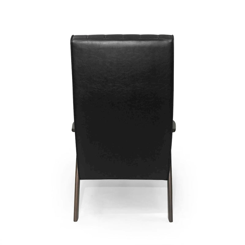 Fauteuil d'appoint du milieu du siècle, blanc/noir mat, capitonné, une place