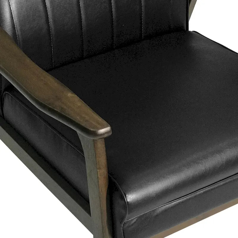 Fauteuil d'appoint du milieu du siècle, blanc/noir mat, capitonné, une place