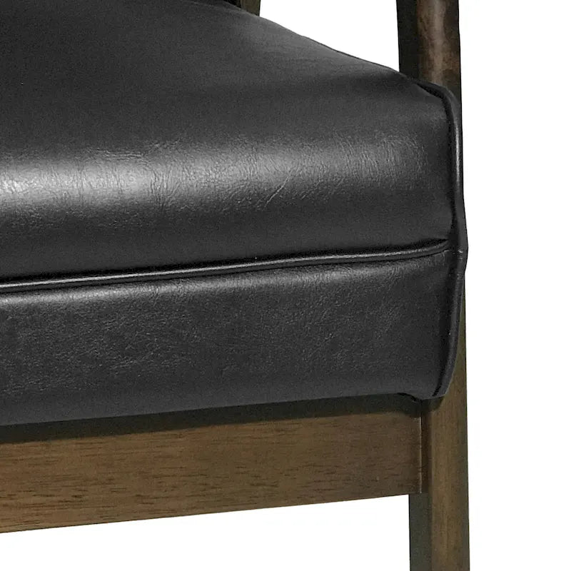 Fauteuil d'appoint du milieu du siècle, blanc/noir mat, capitonné, une place
