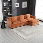 Canapé d'angle en chenille orange pour 3-4 personnes