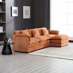 Canapé d'angle en chenille orange pour 3-4 personnes