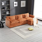 Canapé d'angle en chenille orange pour 3-4 personnes