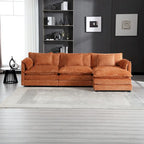 Canapé d'angle en chenille orange pour 3-4 personnes