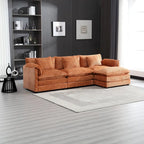 Canapé d'angle en chenille orange pour 3-4 personnes