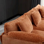 Canapé d'angle en chenille orange pour 3-4 personnes