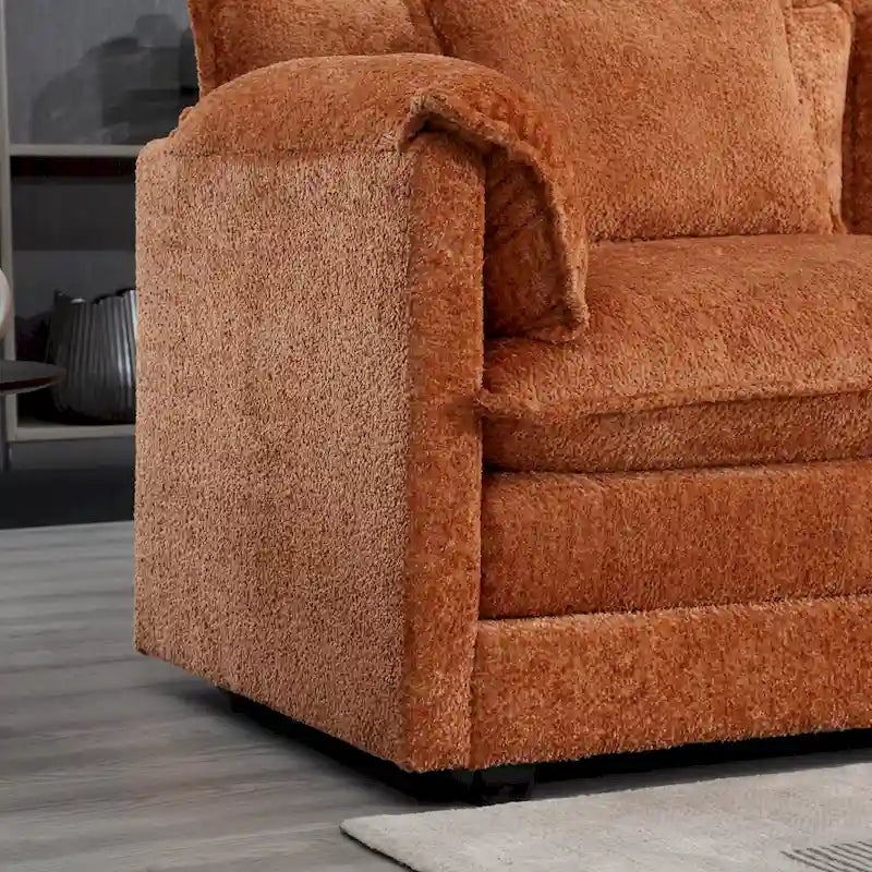 Canapé d'angle en chenille orange pour 3-4 personnes