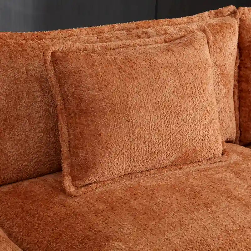Canapé d'angle en chenille orange pour 3-4 personnes