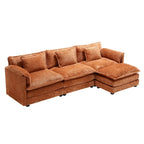 Canapé d'angle en chenille orange pour 3-4 personnes